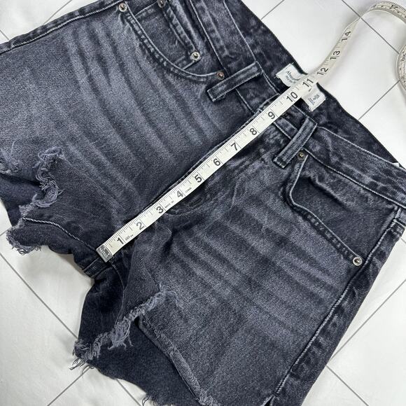 Abercrombie & Fitch Shorts Womens 25 Black Gray Mid Rise Boyfriend Denim Cut Off - Picture 8 of 10